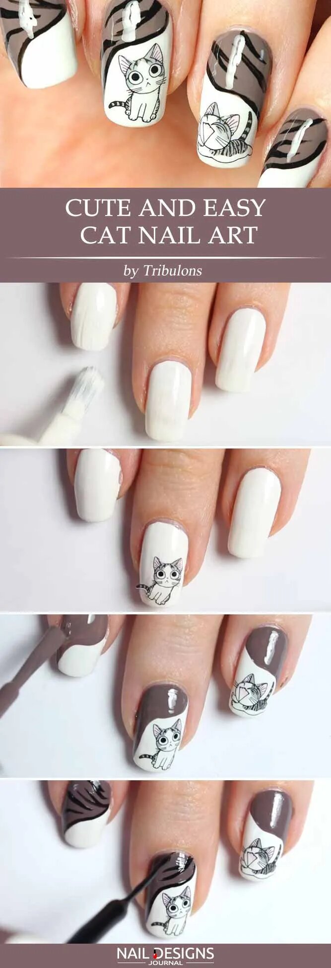 Easy Cat Nails Art