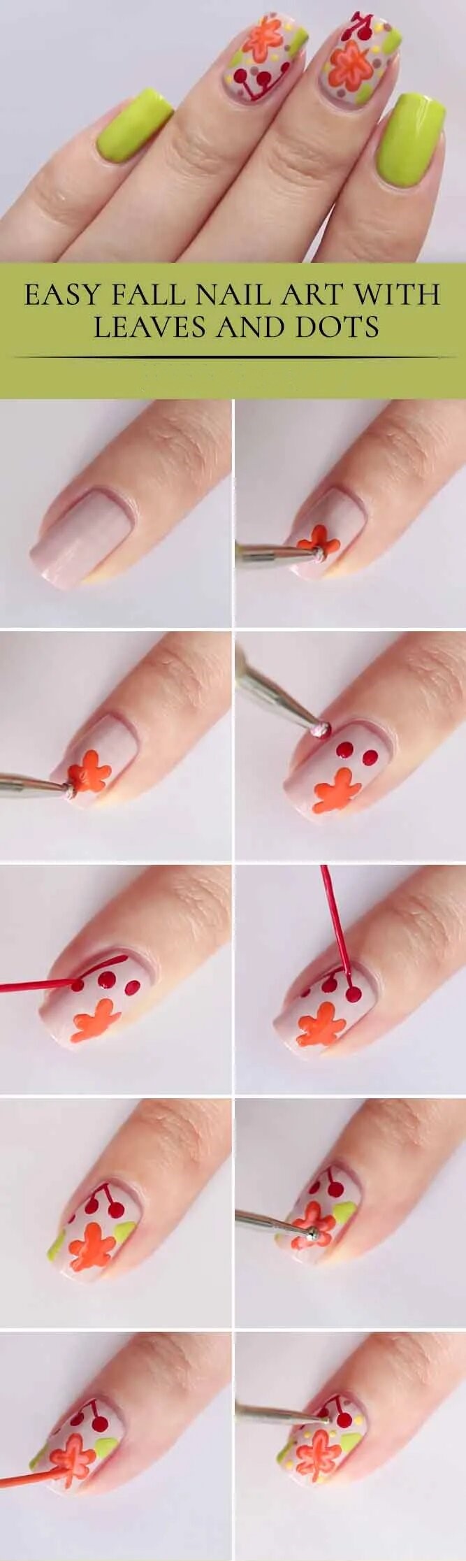 Easy Fall Nail Art With Leaves And Dots