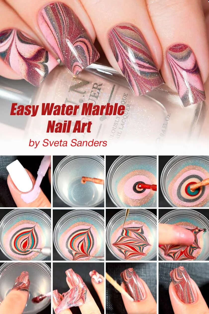 Easy Water Marble Nail Art