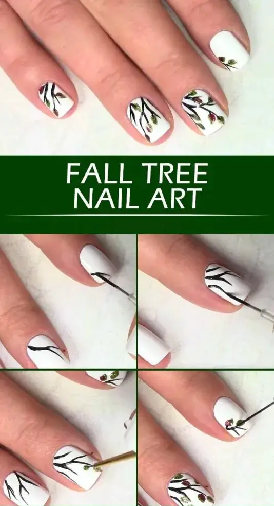 Fall Tree Nail Art