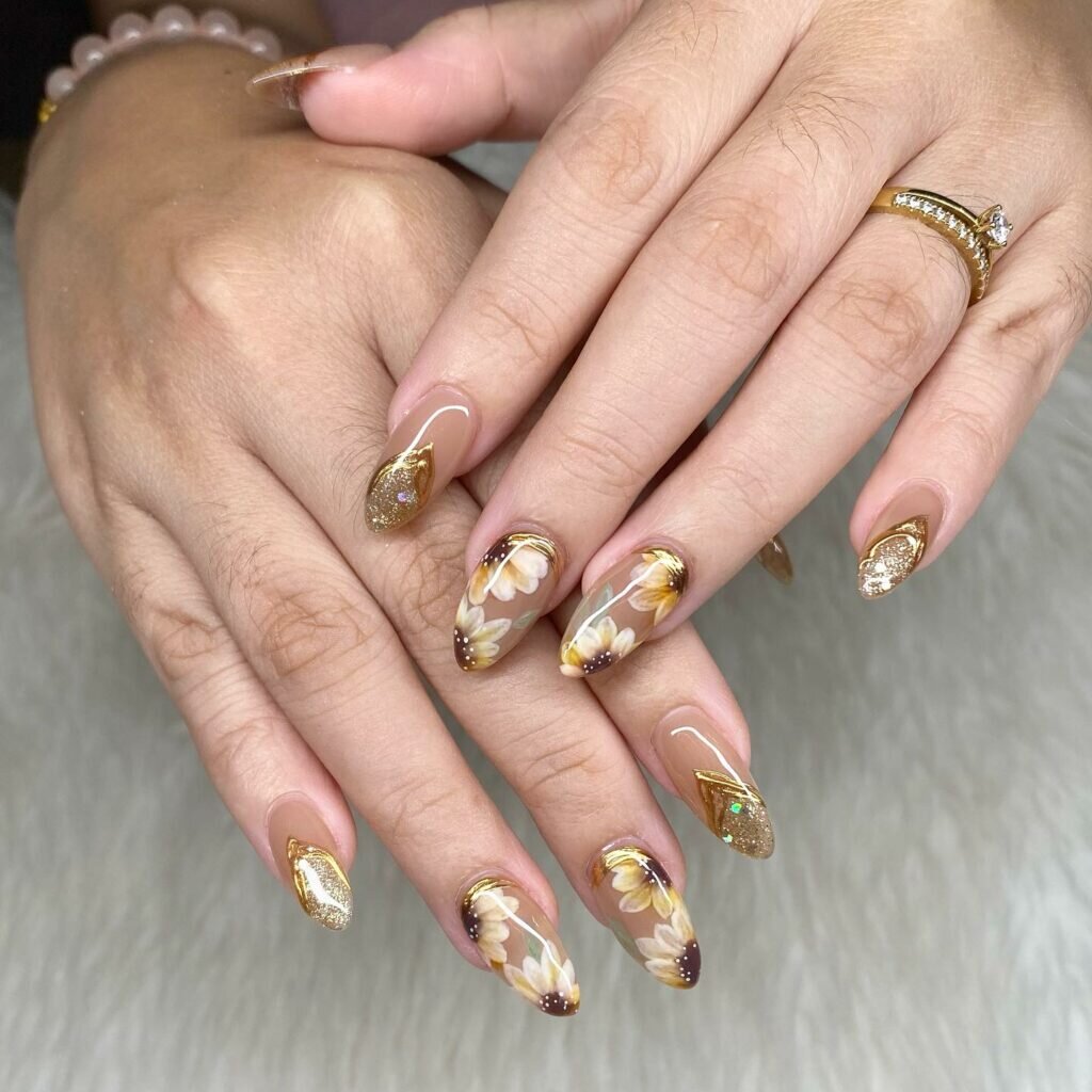 Floral Designs With Gold Leaf Accents