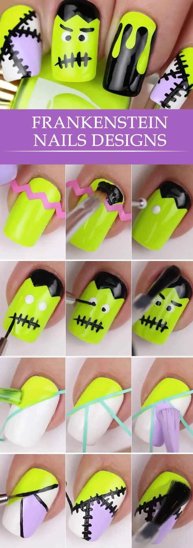 Frankenstein Halloween Manicure