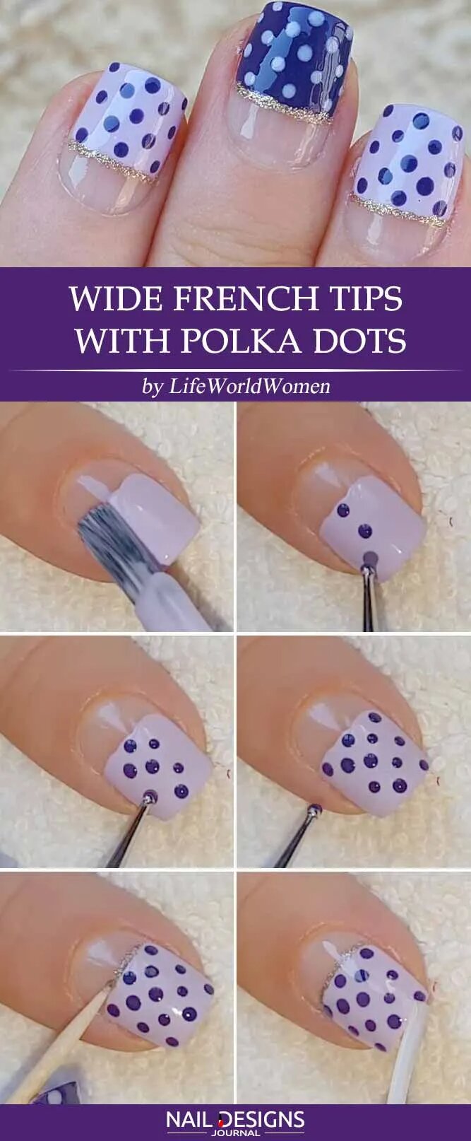 French Tip Nails With Polka Dots
