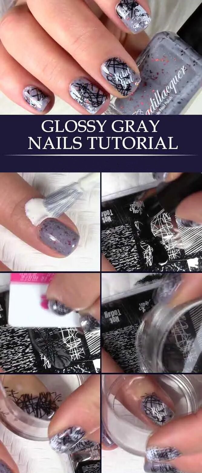 Glossy Gray Nails Tutorial