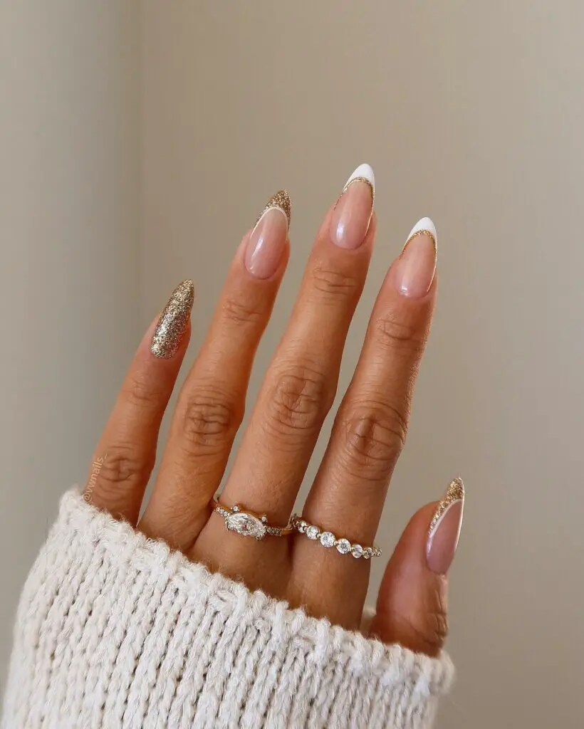 Golden Sparkle Glitter-Infused Nails