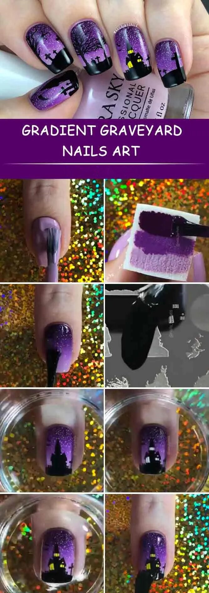 Graveyard Ombre Nails Art