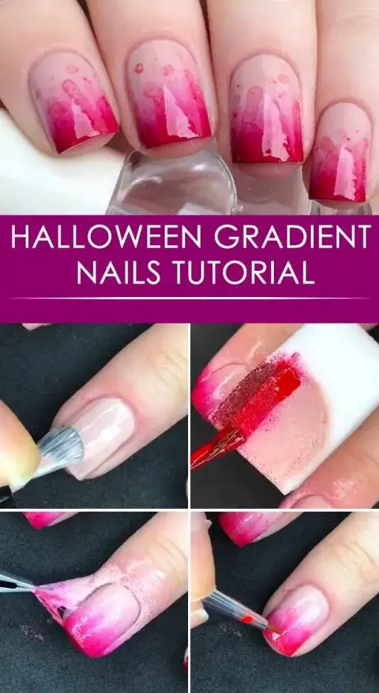 Halloween Gradient Nails Tutorial