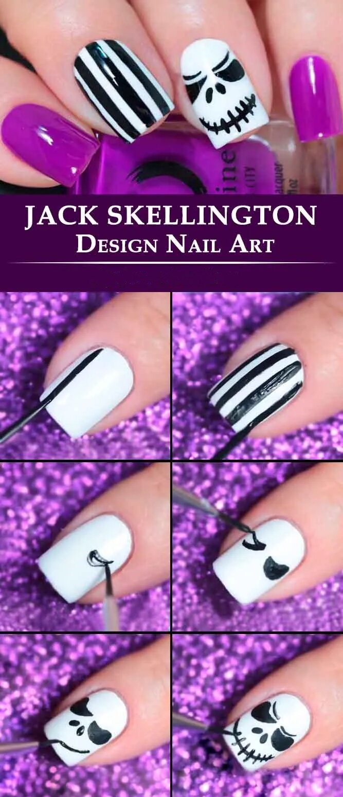 Jack Skellington Halloween Nails Designs