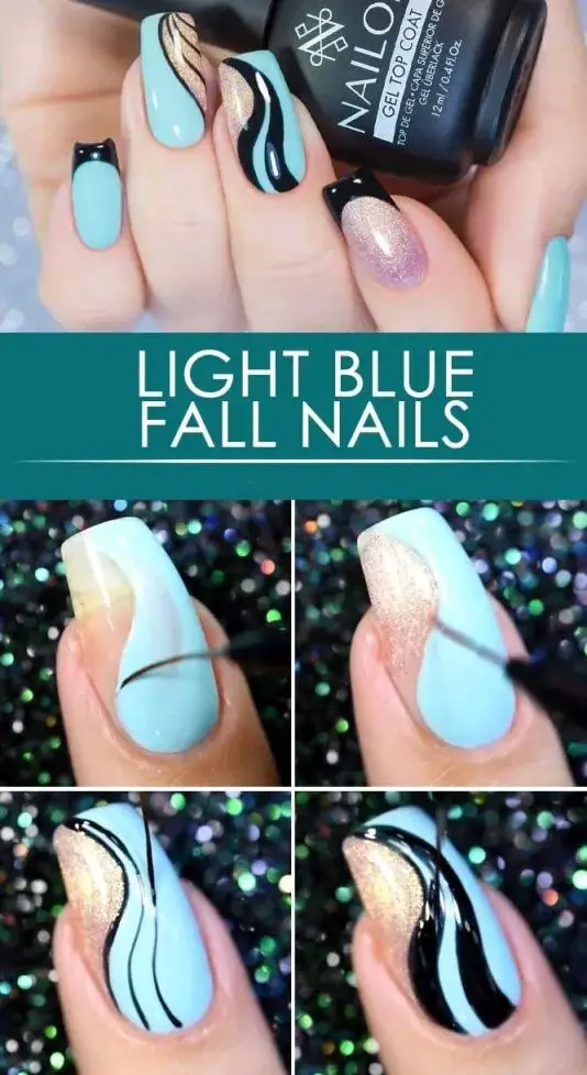 Light Blue Fall Nails