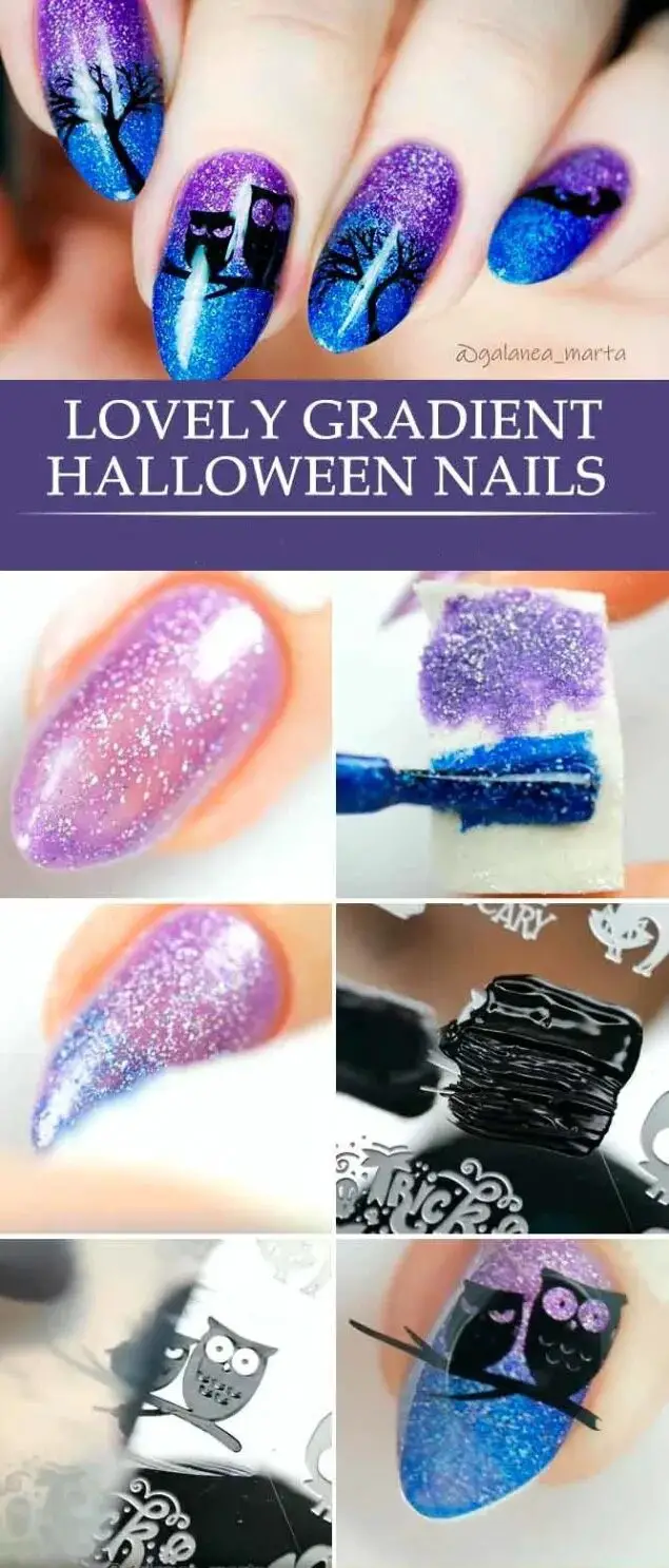 Lovely Gradient Easy Halloween Nails