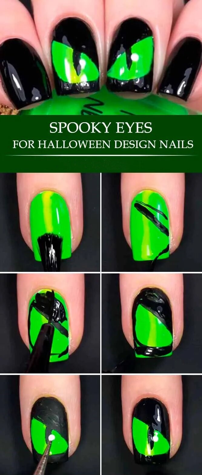 Magnetic Spooky Eyes Easy Halloween Nails