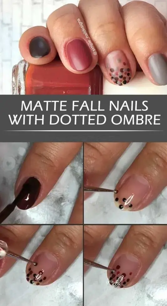 Matte Fall Nails With Dotted Ombre