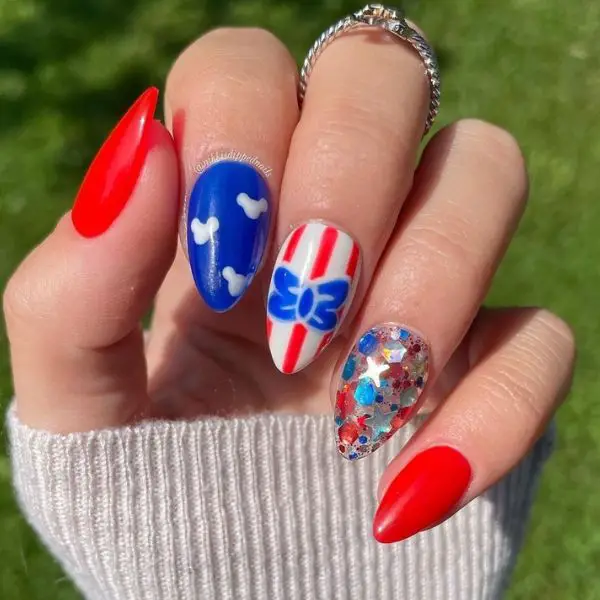 Memorial Day Nail Designs With Chevron Accents