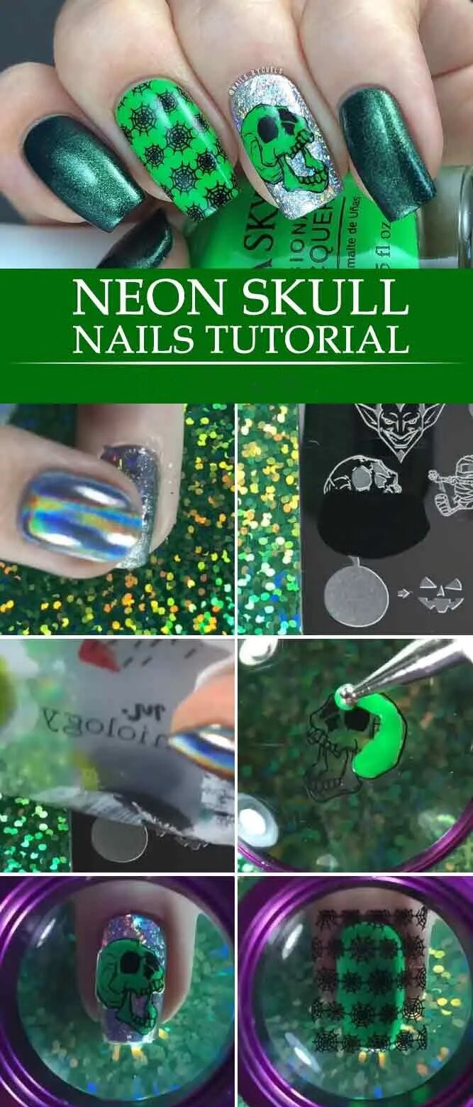 Neon Skull Nails Tutorial