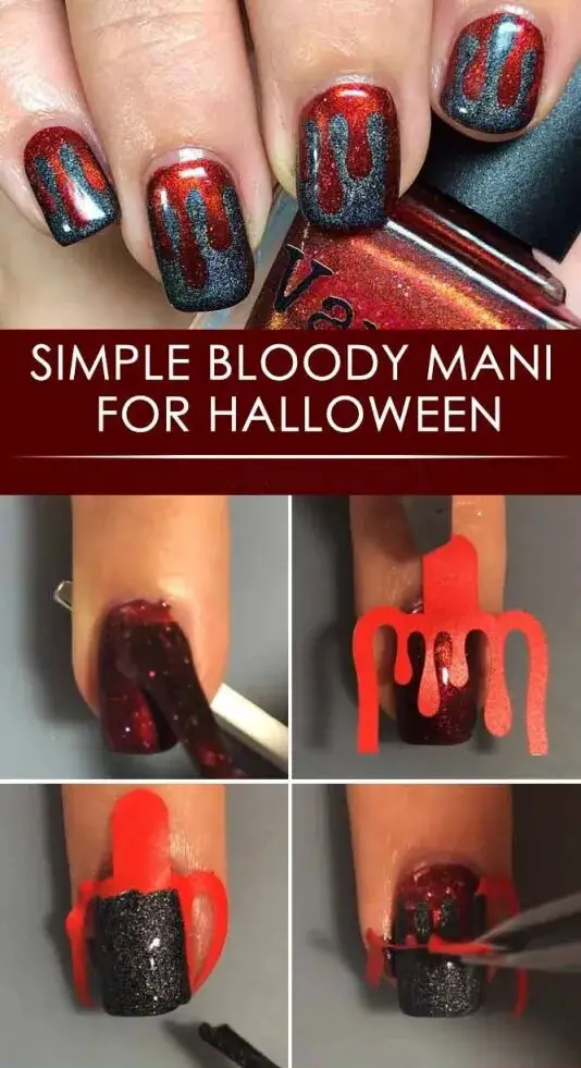 Simple Bloody Mani For Halloween