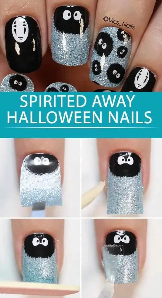 Spirited Away Easy Halloween Nails