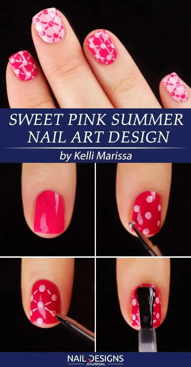 Sweet Pink Summer Nail Art Design