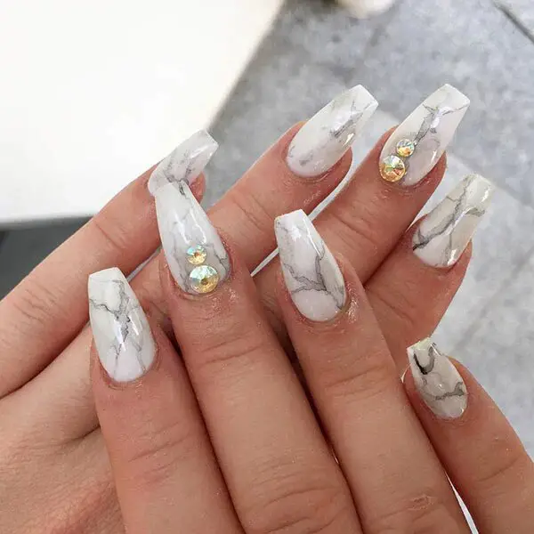 White Marble Nails