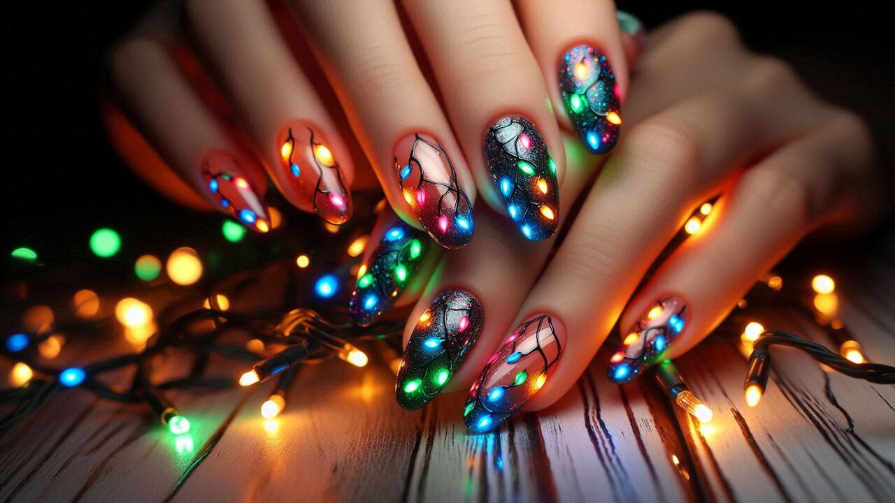 Christmas Lights Nails