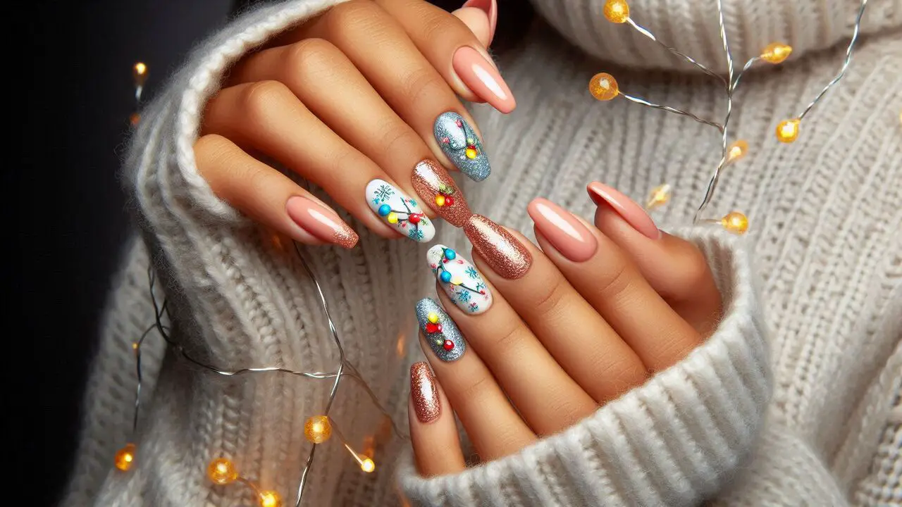 Christmas Lights Nails