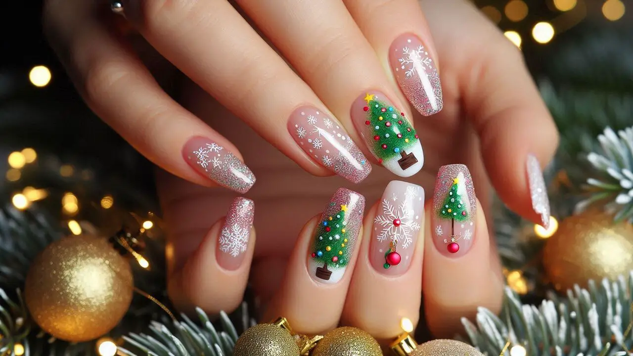 Christmas Tree Nail Art