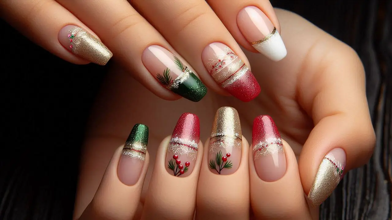 French Manicure With A Festive Twist