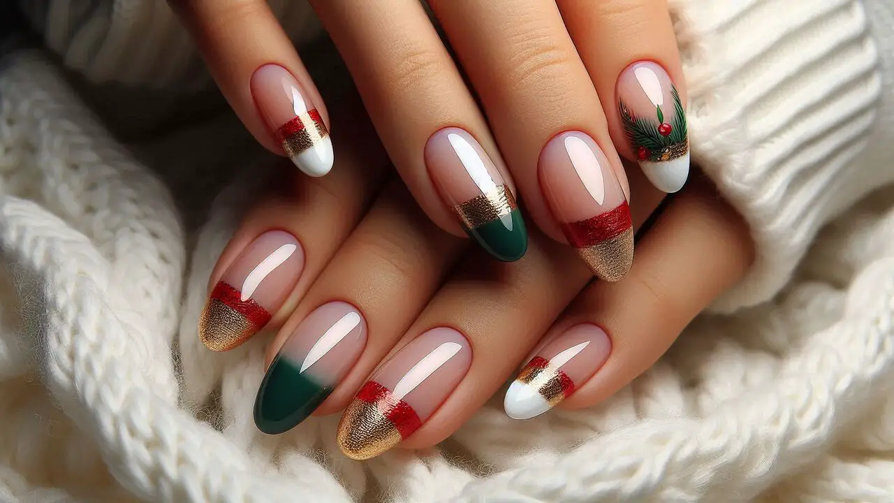 French Manicure With A Festive Twist