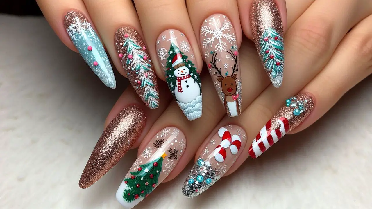 Holiday Nail Art With Glitter