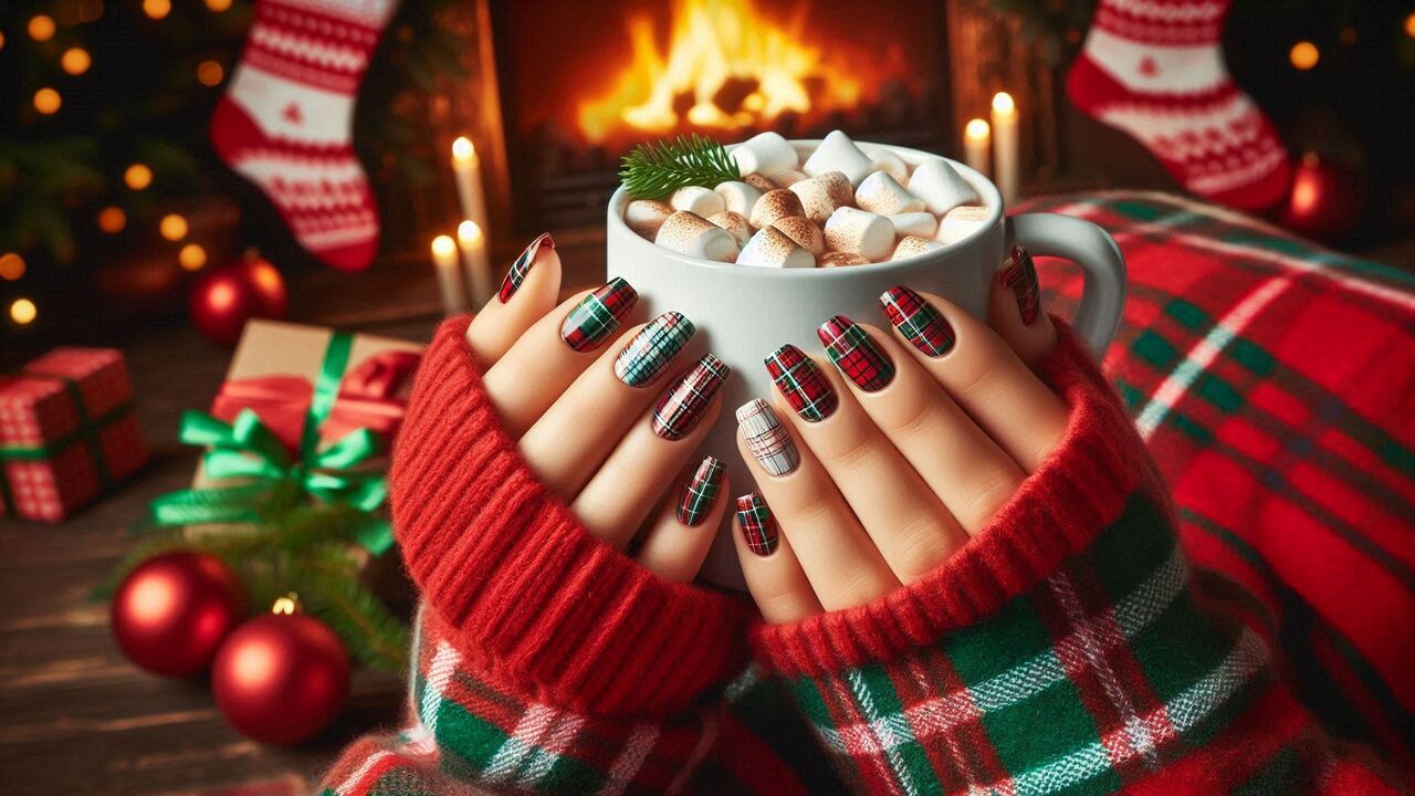 Plaid Holiday Nails