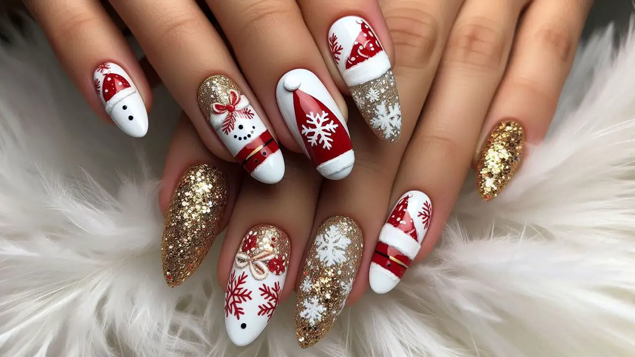 Santa Hat Accent Nails