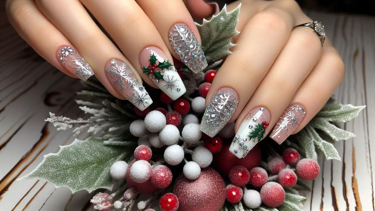 Sophisticated Holiday Nails With Accents