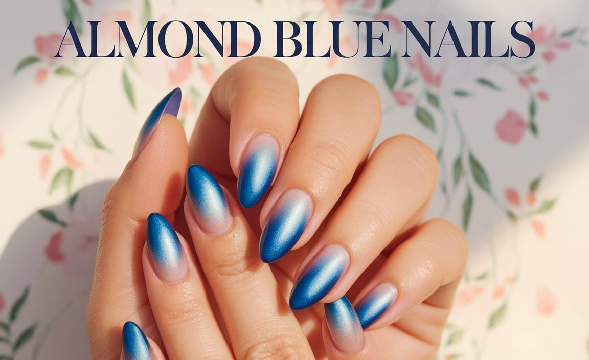 Almond Blue Nails