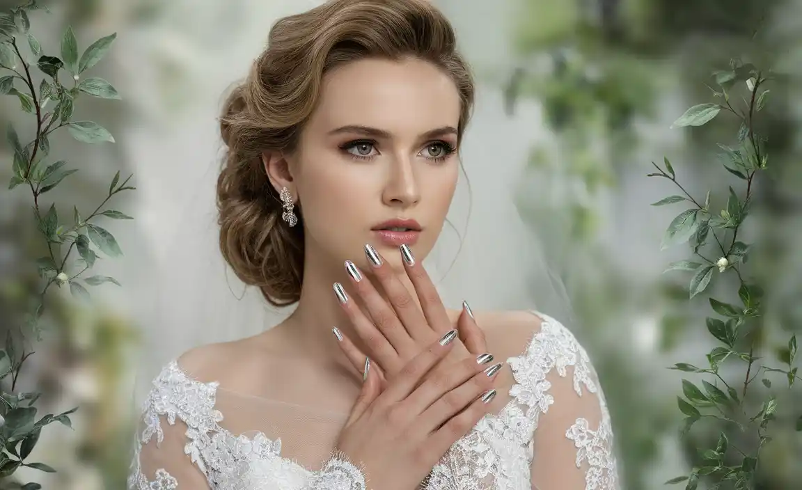 Elevate Your Wedding Look With Stunning Bridal Chrome French Nails