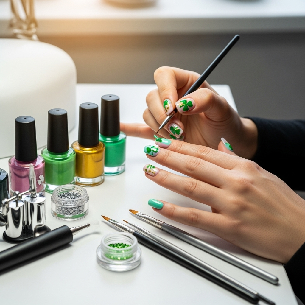 Generate an eye-catching, high-quality featured image prompt for a blog post about: Shamrock Nail De
