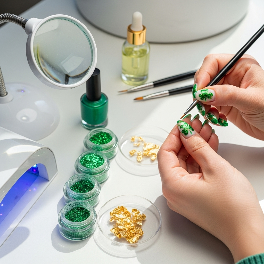 Generate an eye-catching, high-quality featured image prompt for a blog post about: Shamrock Nail De