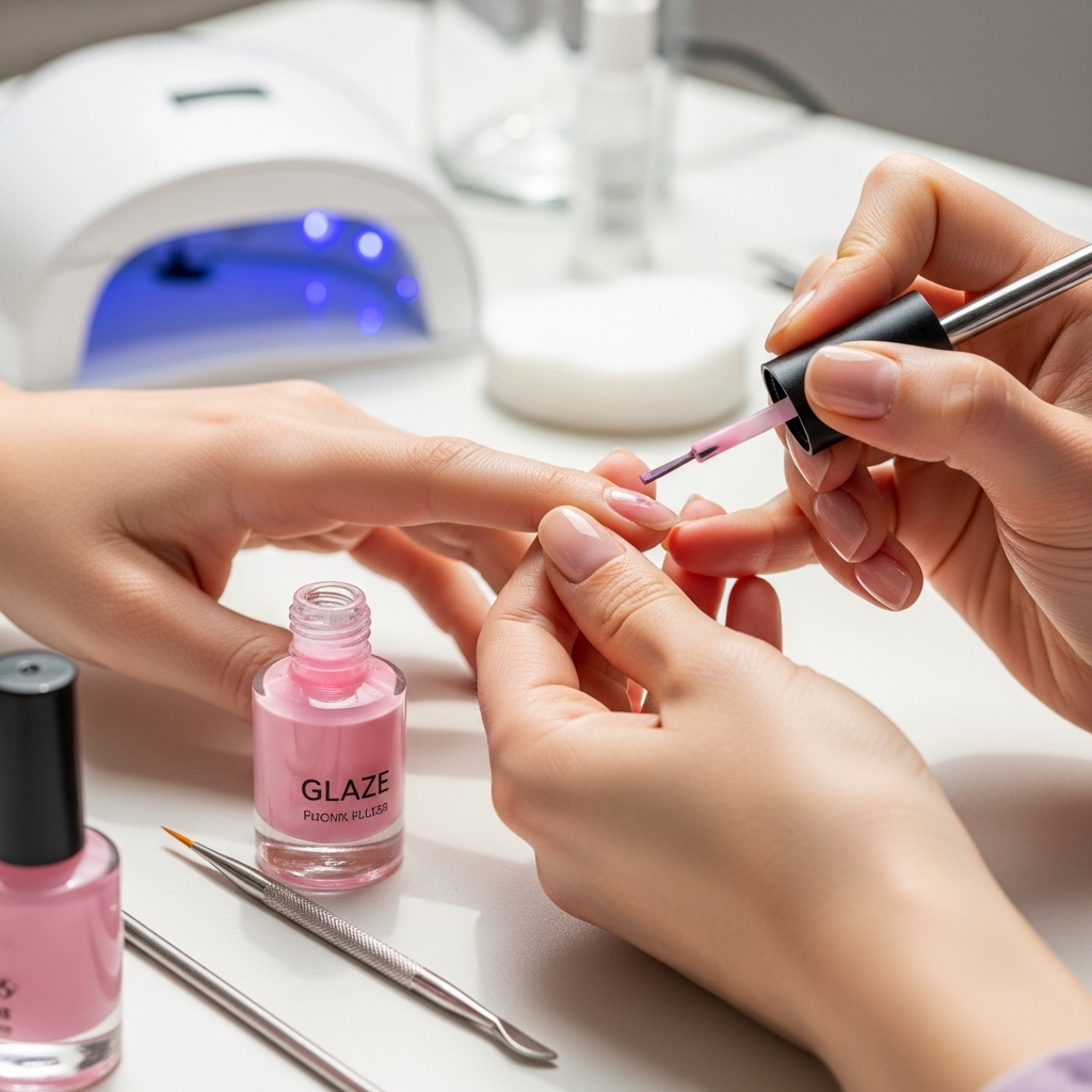 Generate an eye-catching, high-quality featured image prompt for a blog post about: Sheer Glaze Nail