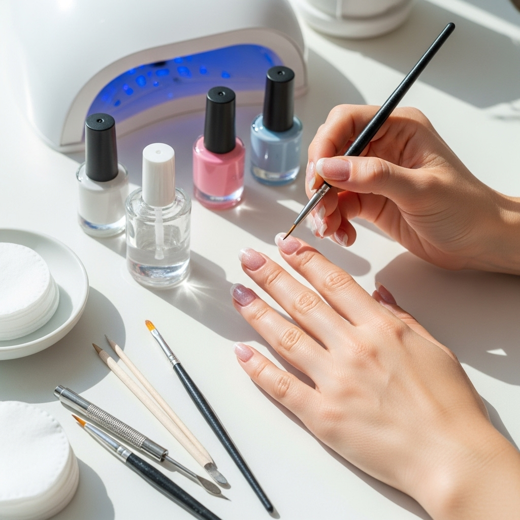 Generate an eye-catching, high-quality featured image prompt for a blog post about: Sheer Glaze Nail