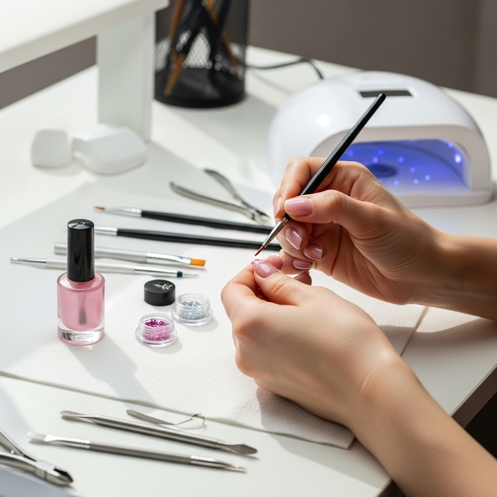 Generate an eye-catching, high-quality featured image prompt for a blog post about: Sheer Pink Nails