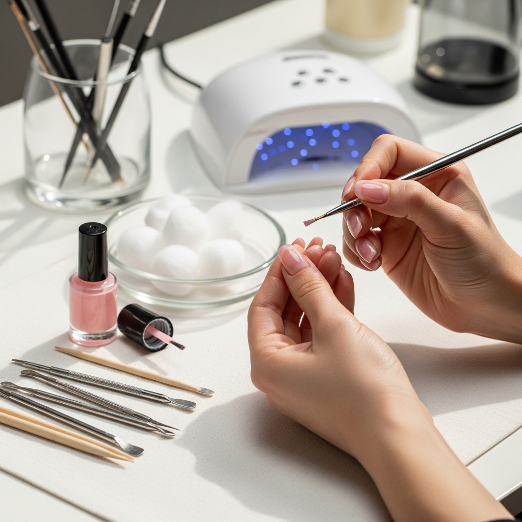 Generate an eye-catching, high-quality featured image prompt for a blog post about: Sheer Pink Nails