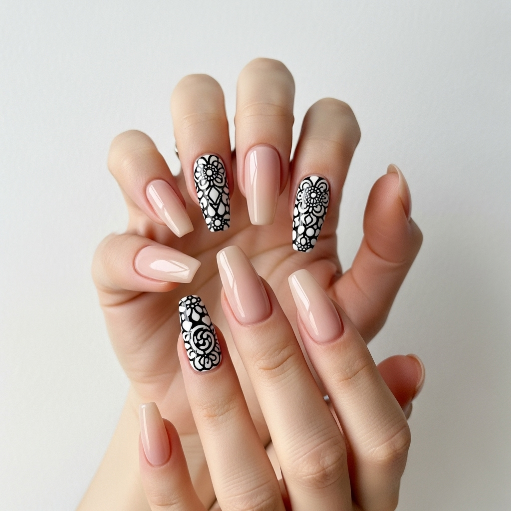 Generate an eye-catching, high-quality featured image prompt for a blog post about: Shell Nail Desig