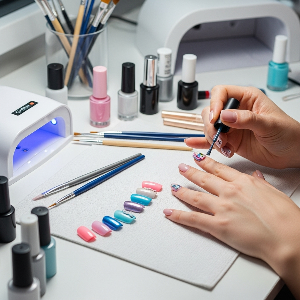 Generate an eye-catching, high-quality featured image prompt for a blog post about: Short 3D Nails I