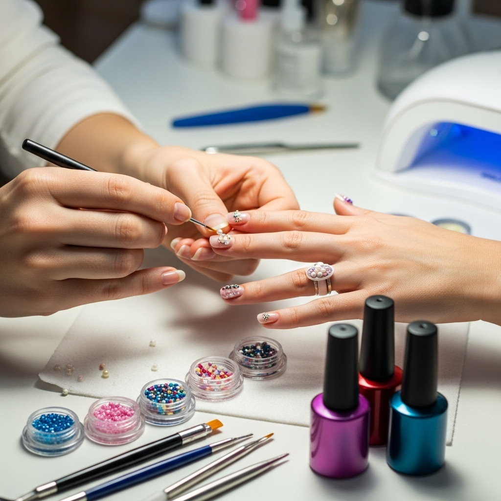Generate an eye-catching, high-quality featured image prompt for a blog post about: Short 3D Nails I