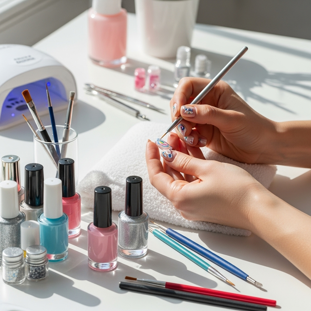 Generate an eye-catching, high-quality featured image prompt for a blog post about: Creative Nail Ar