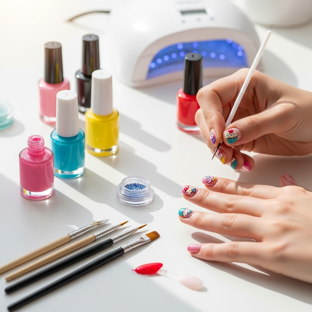Generate an eye-catching, high-quality featured image prompt for a blog post about: Cupcake Nail Art