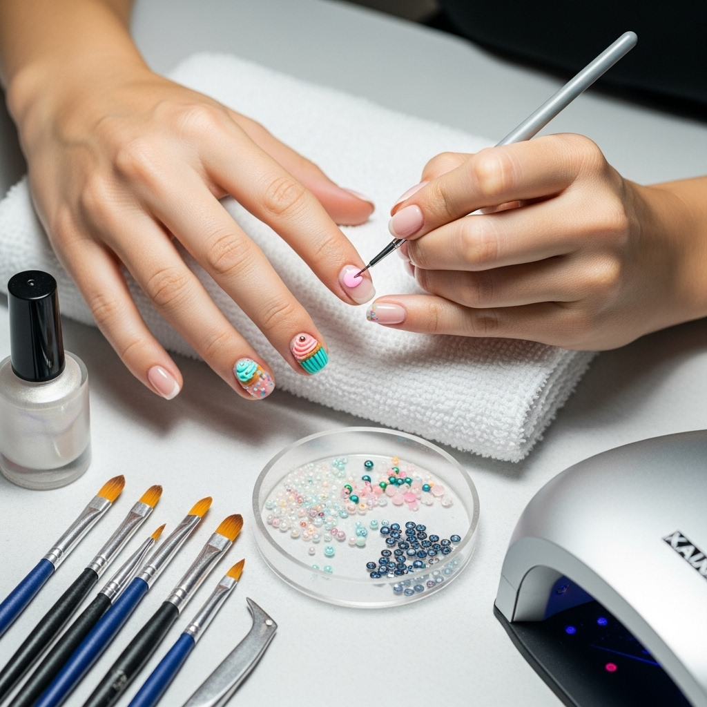 Generate an eye-catching, high-quality featured image prompt for a blog post about: Cupcake Nail Art