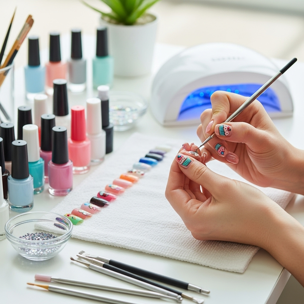 Generate an eye-catching, high-quality featured image prompt for a blog post about: Cupcake Nail Art