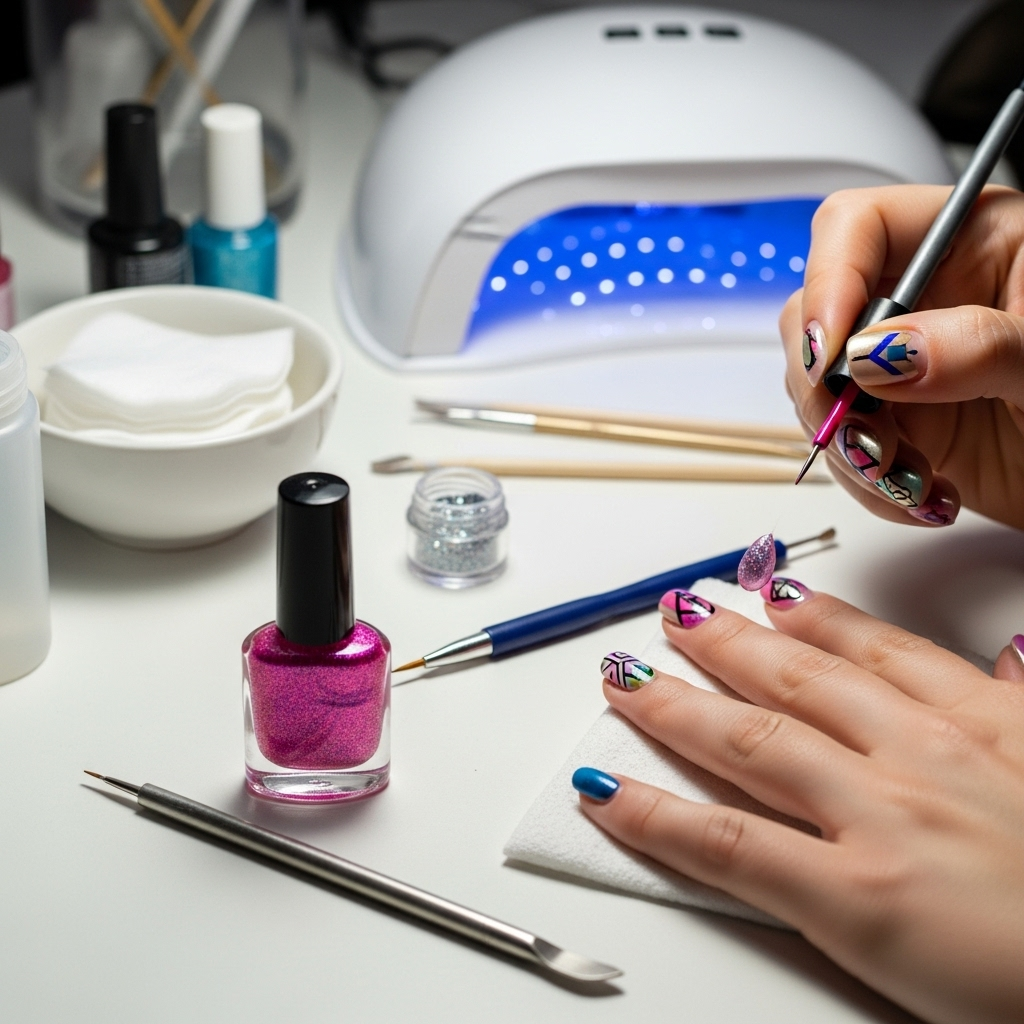 Generate an eye-catching, high-quality featured image prompt for a blog post about: Custom Nail Desi