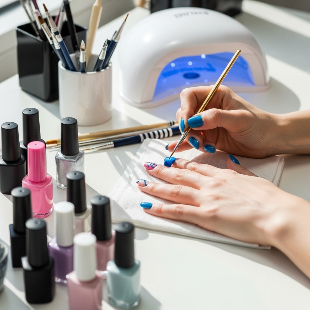 Generate an eye-catching, high-quality featured image prompt for a blog post about: Custom Nail Desi