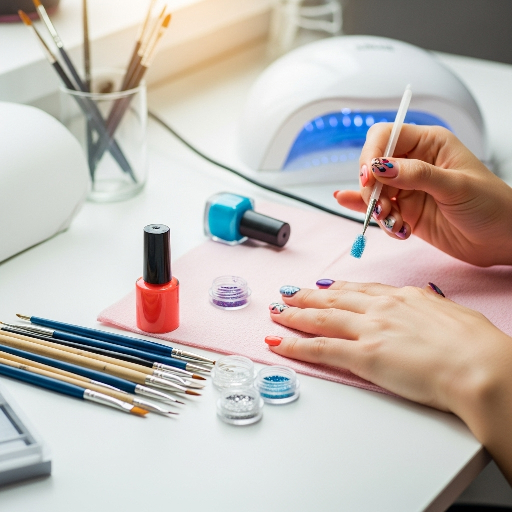 Generate an eye-catching, high-quality featured image prompt for a blog post about: Custom Nail Desi