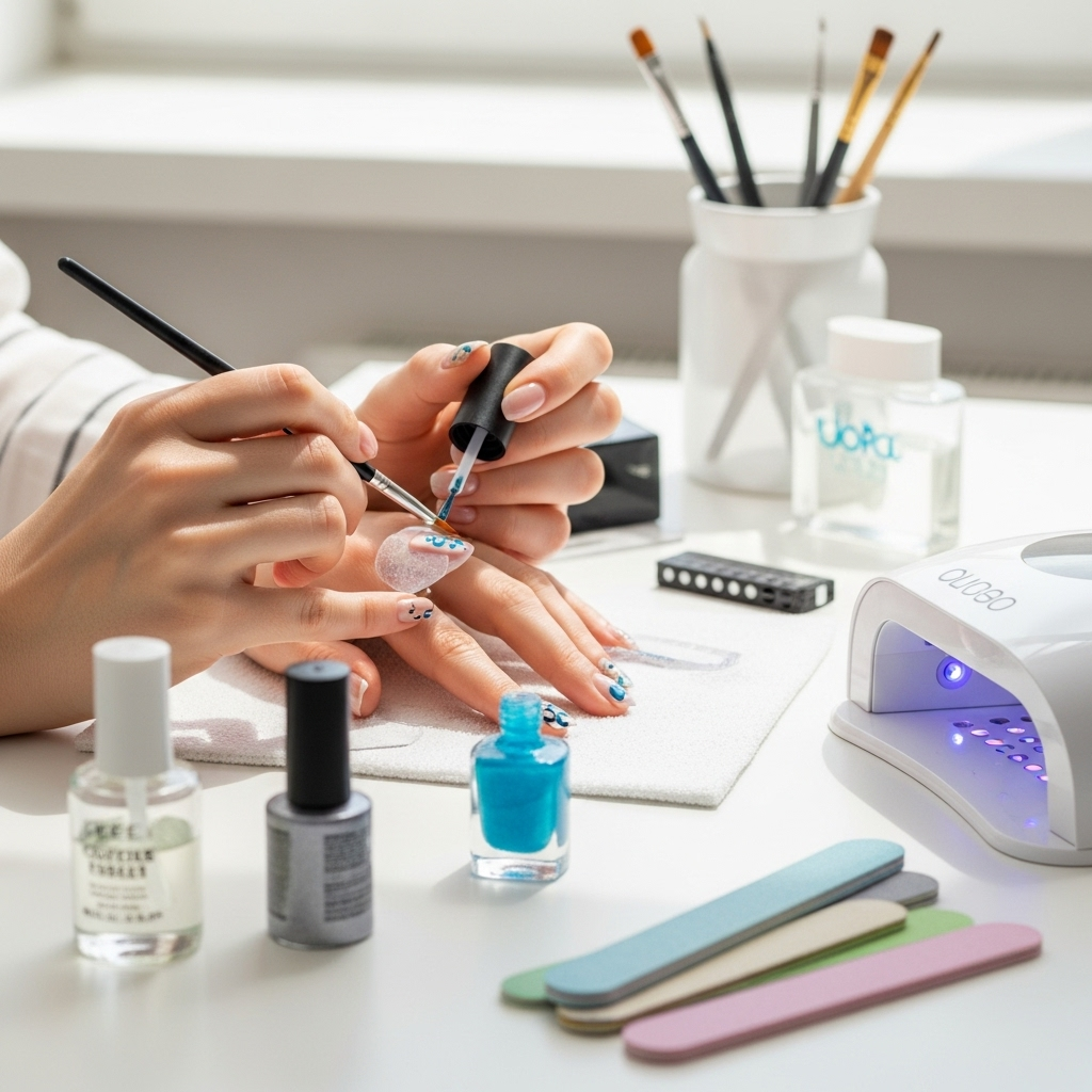 Generate an eye-catching, high-quality featured image prompt for a blog post about: Custom Nail Desi